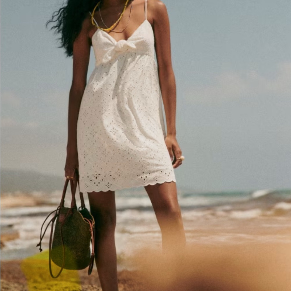 Sezane Lynette White Eyelet Mini Dress